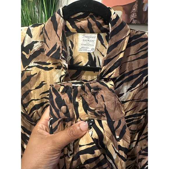 Vintage Francesca of Damon for Starington Saks Silk Animal Print Dress - Size 12 - Picture 6 of 13